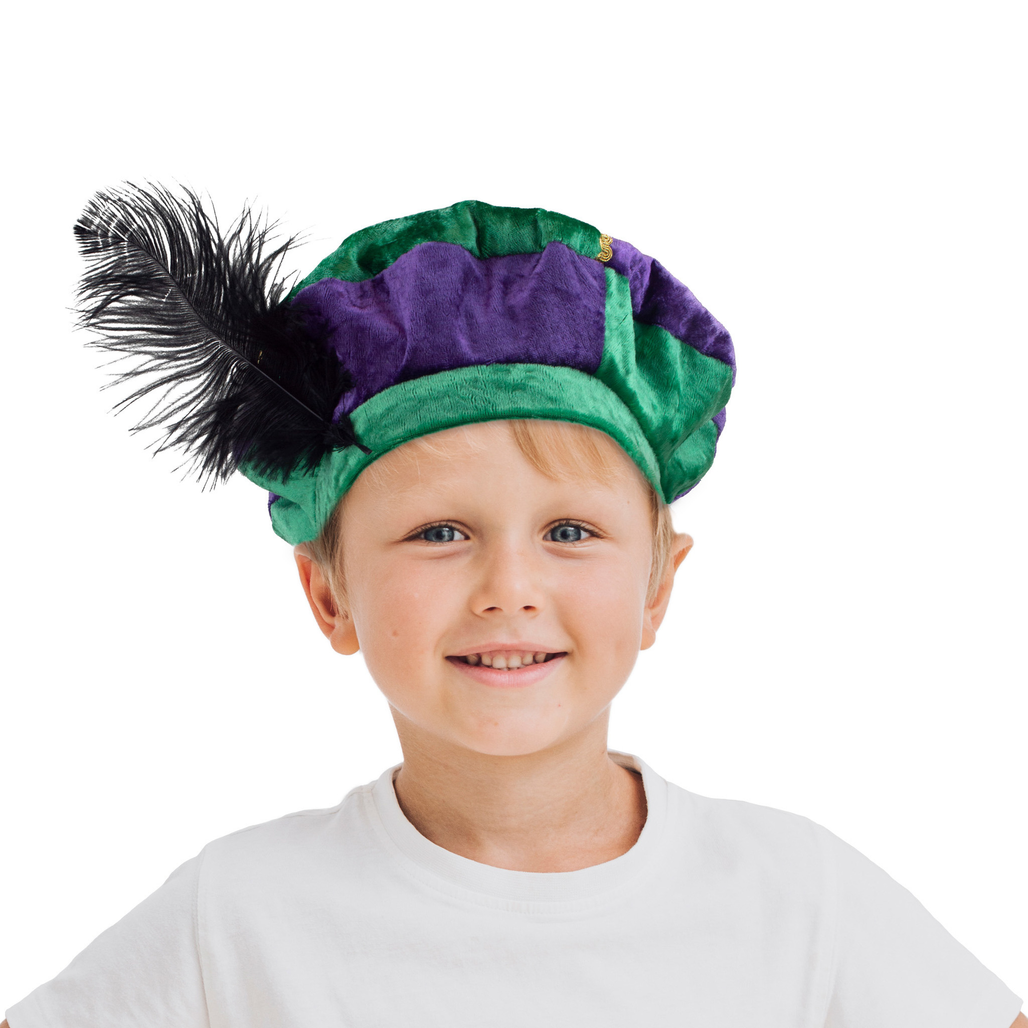 Luxe pietenmuts-baret groen-paars voor kinderen