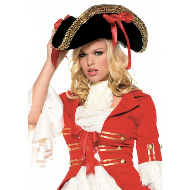 Luxe piraten hoed met rode strikken