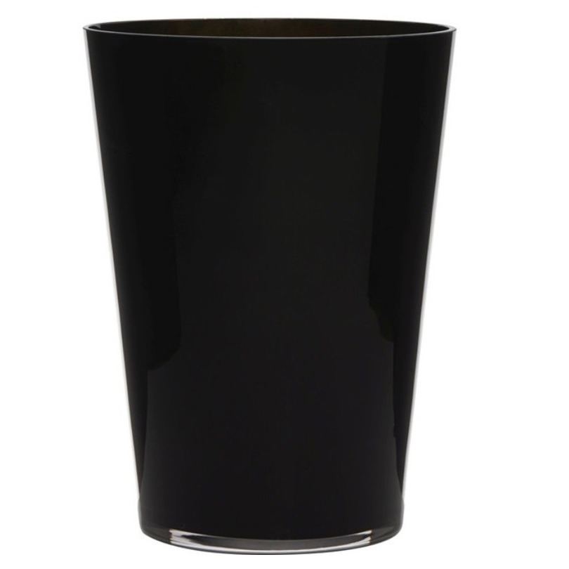 Luxe stijlvolle zwarte conische bloemen vaas-vazen van glas 30 x 22 cm