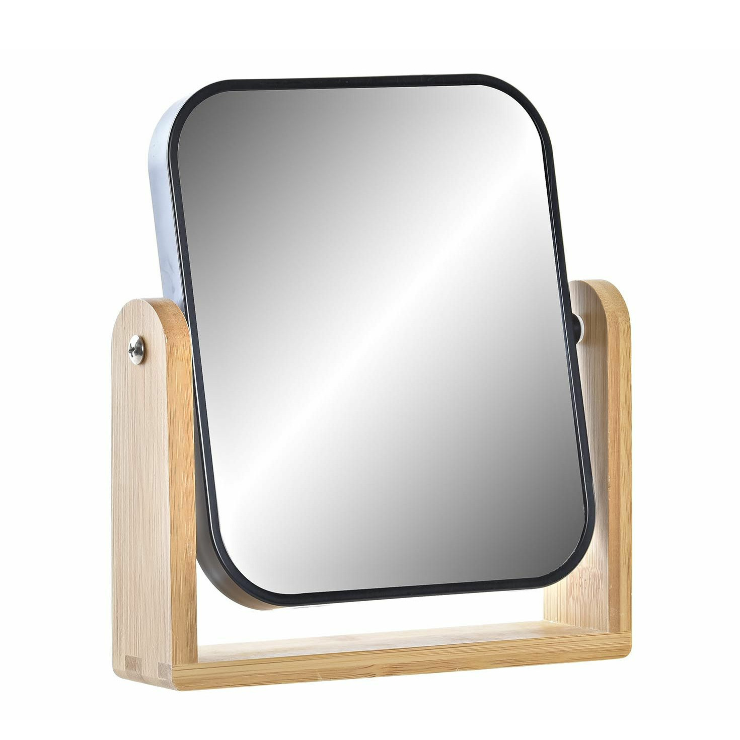 Make-up spiegel op standaard bamboe-zwart H21 en D18 cm