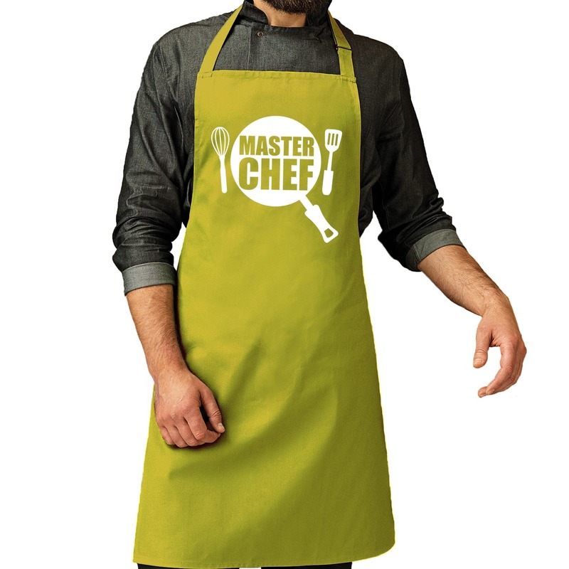 Master chef barbeque schort-keukenschort lime groen voor heren