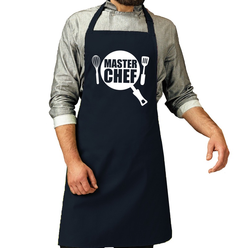 Master chef barbeque schort-keukenschort navy voor heren