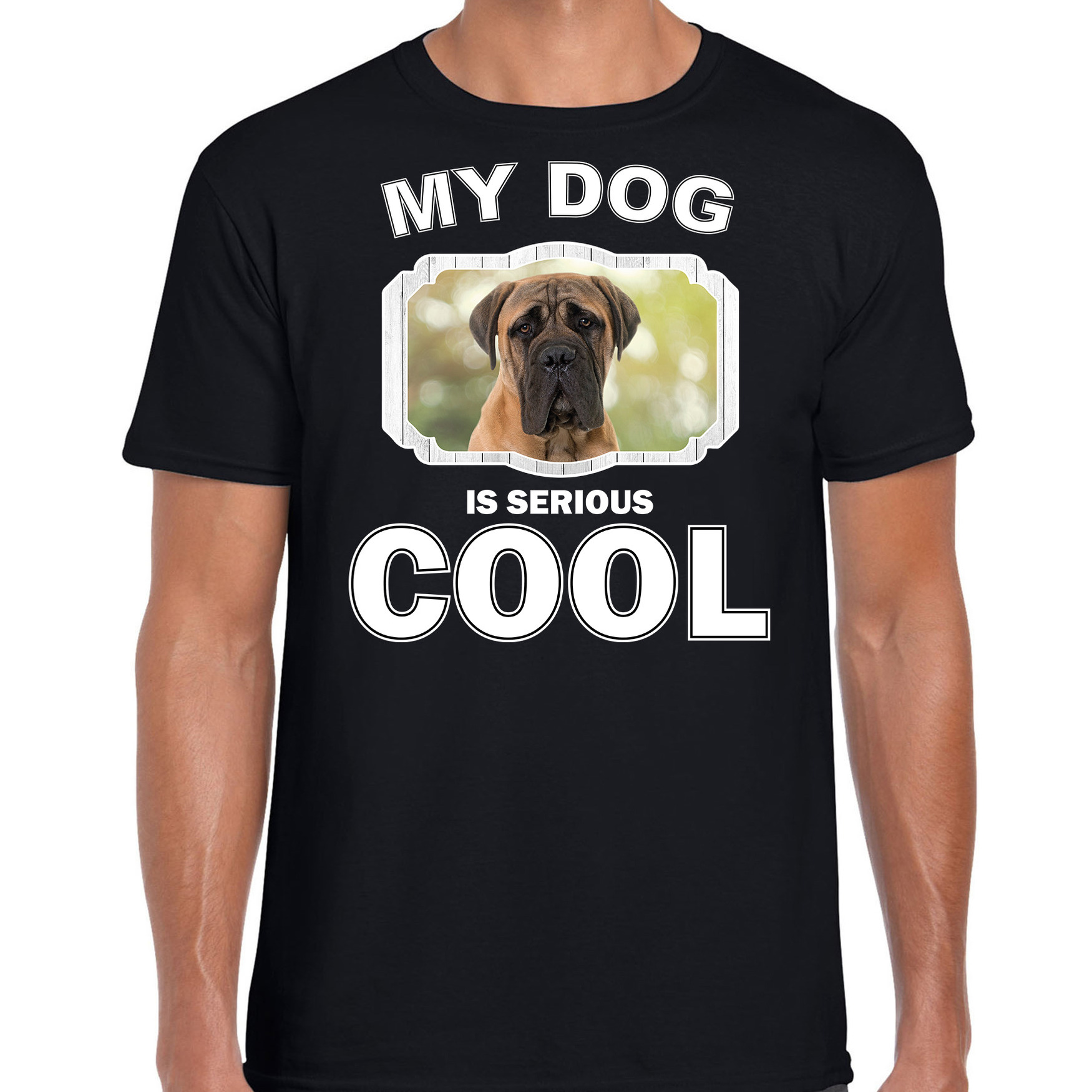 Mastiff honden t-shirt my dog is serious cool zwart voor heren
