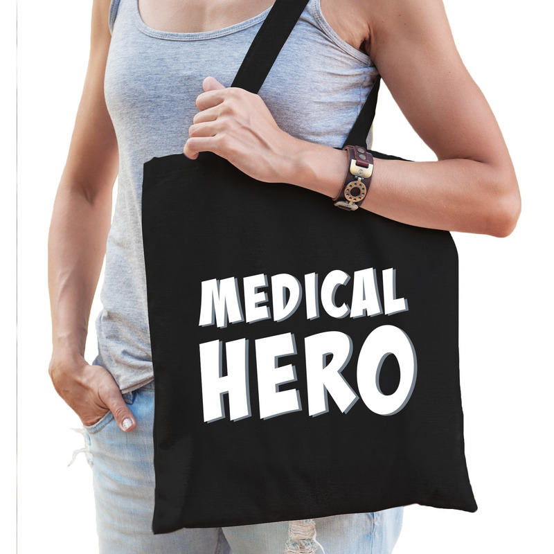 Medical hero- zorgpersoneel cadeau tas zwart voor dames
