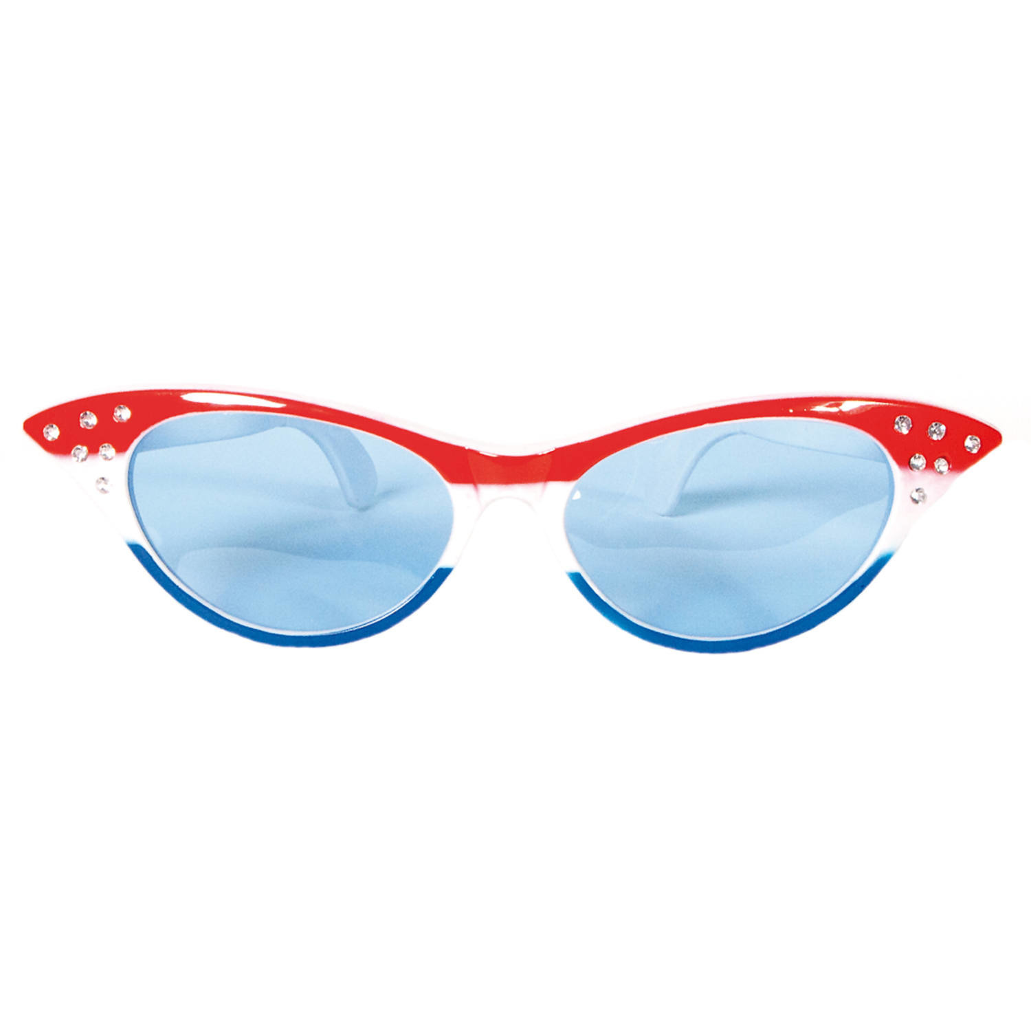 Mega bril vlindermodel rood-wit-blauw