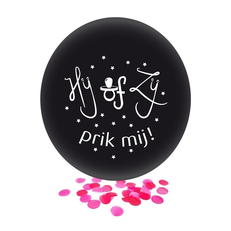 Meisjes geslachtsonthulling feest confetti ballon zwart 60 cm
