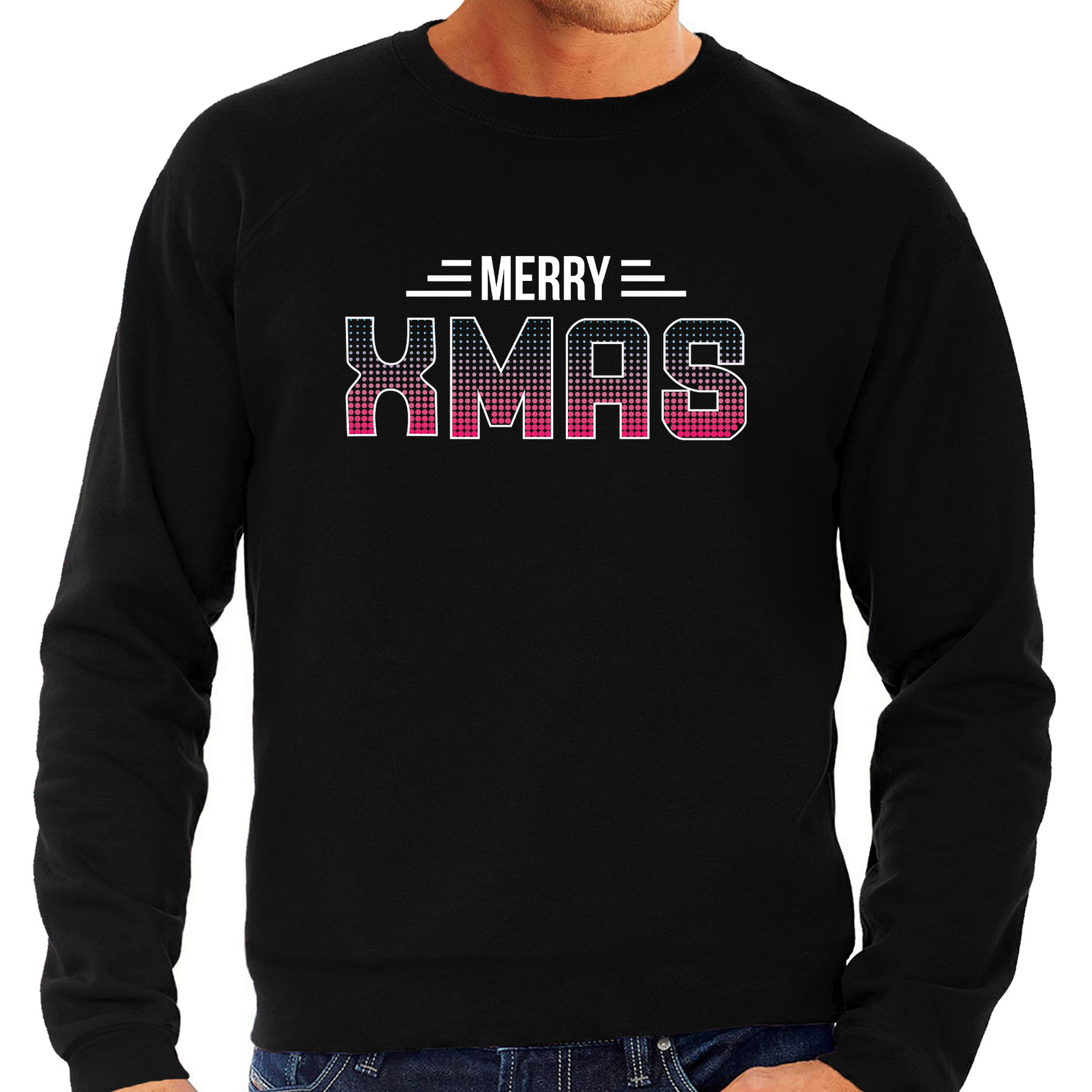 Merry Xmas disco foute Kerstsweater-Kersttrui zwart voor heren