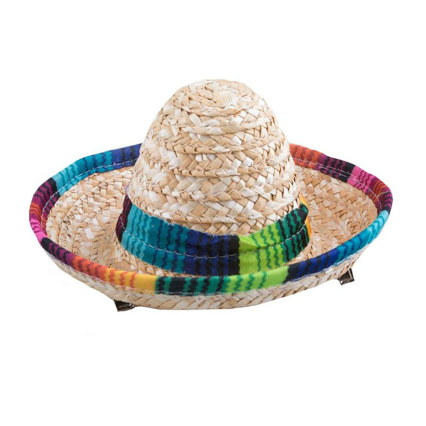 Mexicaanse mini Sombrero hoedje voor dames carnaval-verkleed accessoires multi kleuren stro