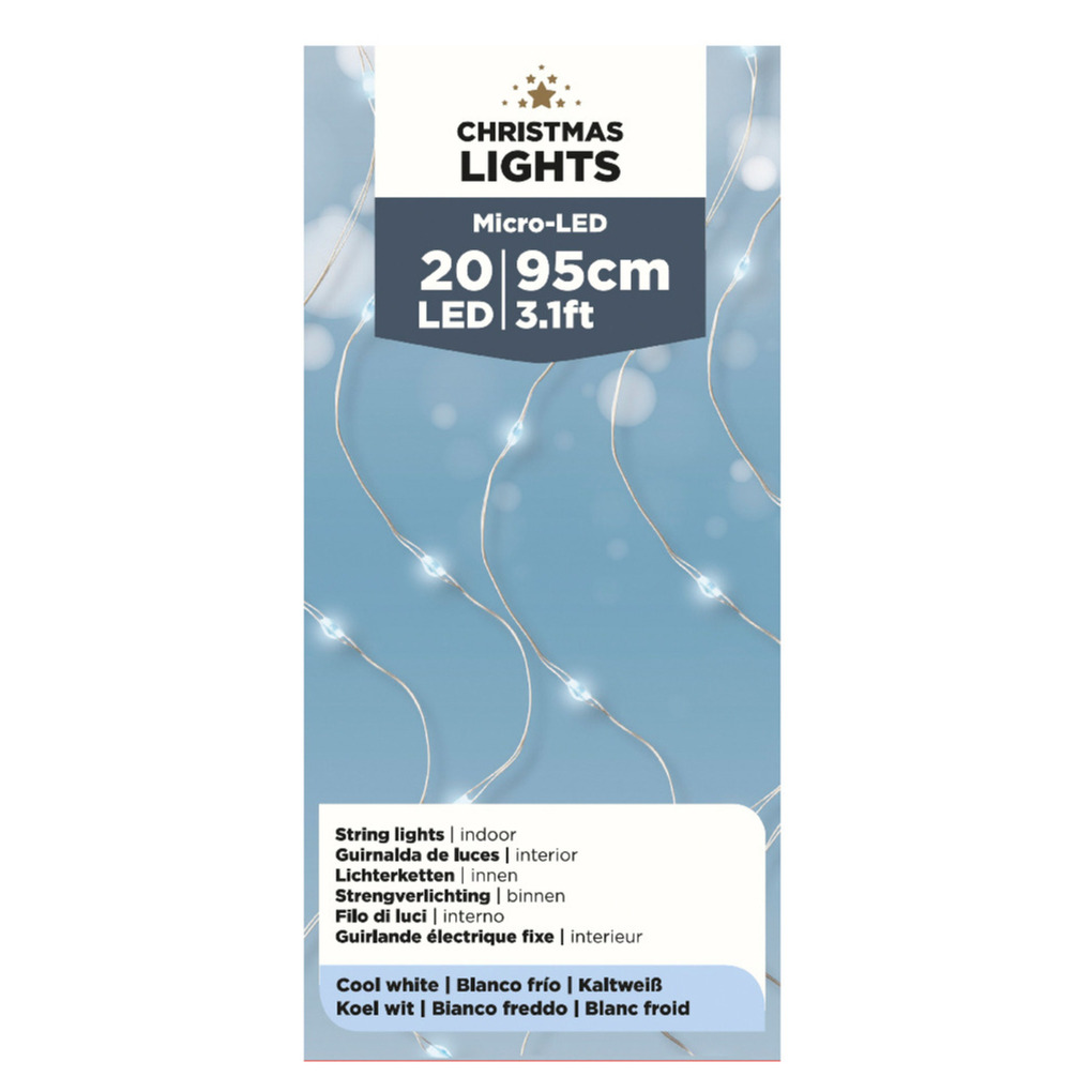 Micro LED licht op batterij helder wit 20 lampjes