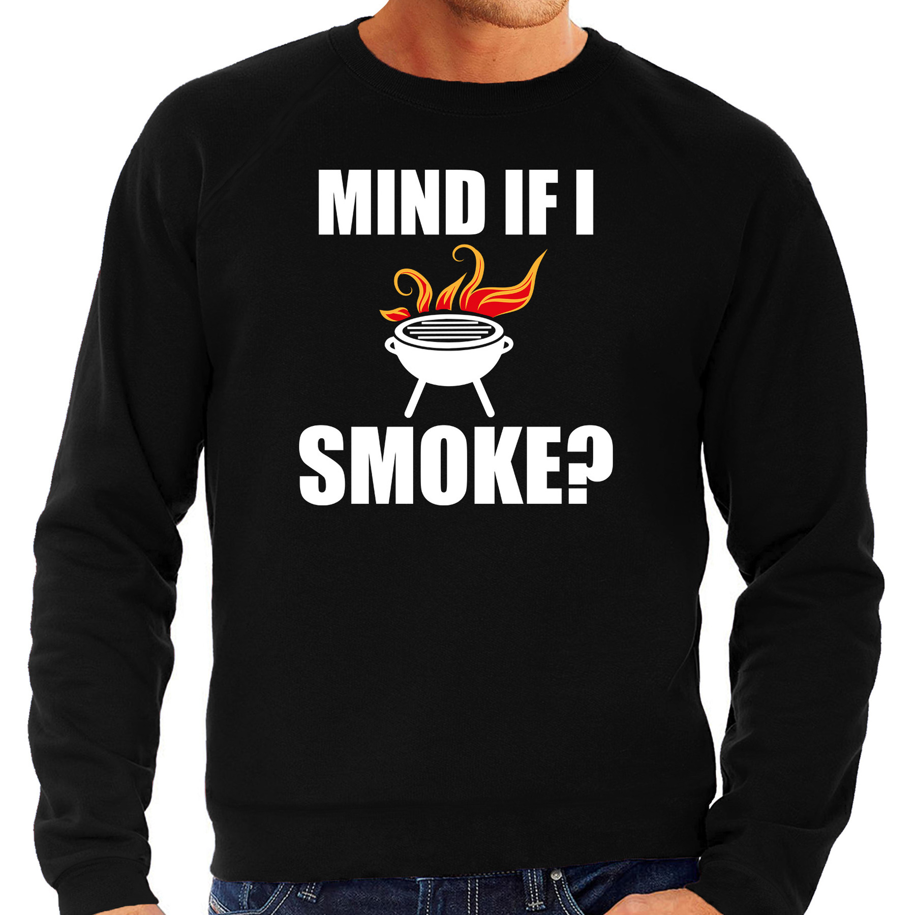 Mind if I smoke bbq-barbecue cadeau sweater-trui zwart voor heren