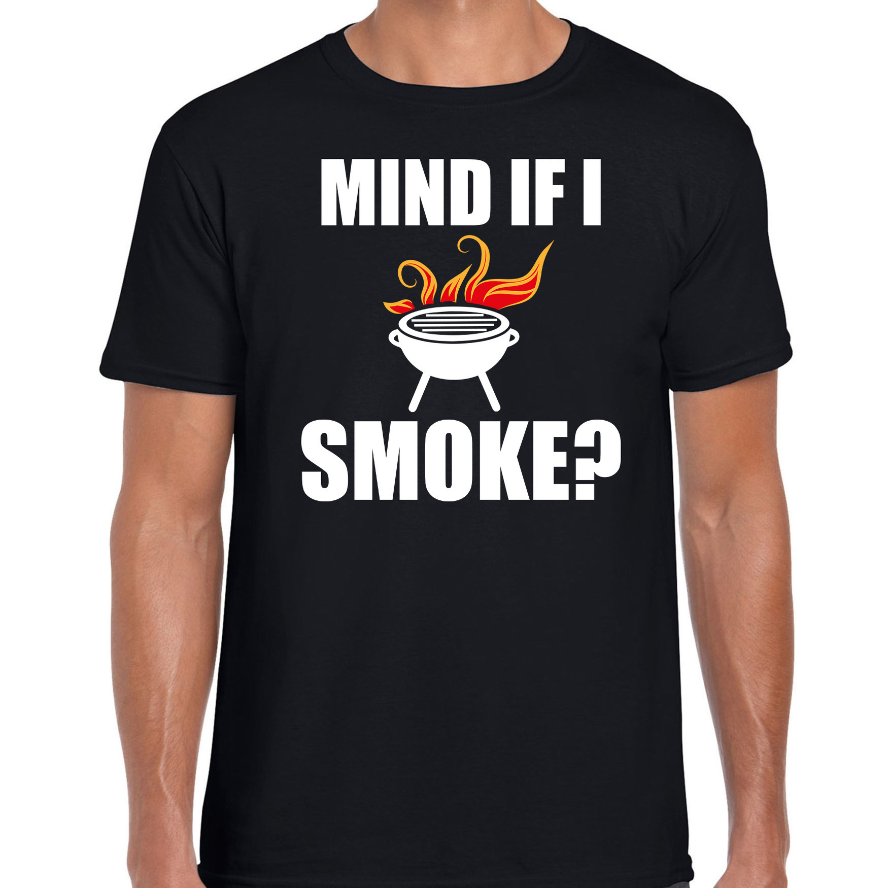 Mind if I smoke bbq-barbecue cadeau t-shirt zwart voor heren