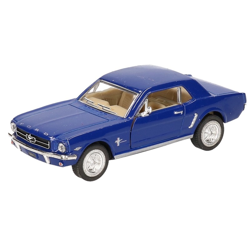 Miniatuur model auto Ford Mustang1964 blauw 13 cm