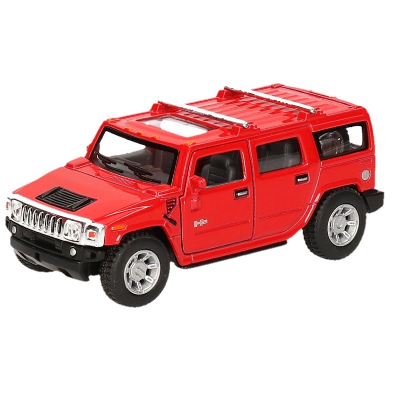 Miniatuur model auto Hummer H2 SUV rood 12,5 cm