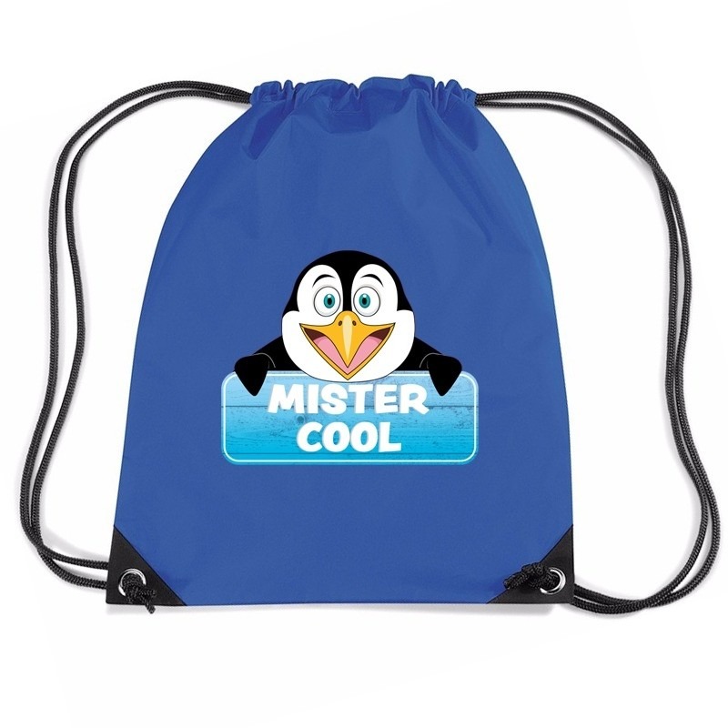 Mister Cool de pinguin rugtas-gymtas blauw voor kinderen