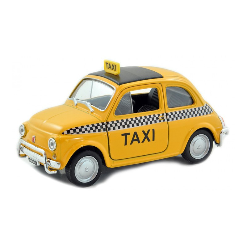 Modelauto Fiat 500 taxi geel schaal 1:24-12 x 5,5 x 5,5 cm