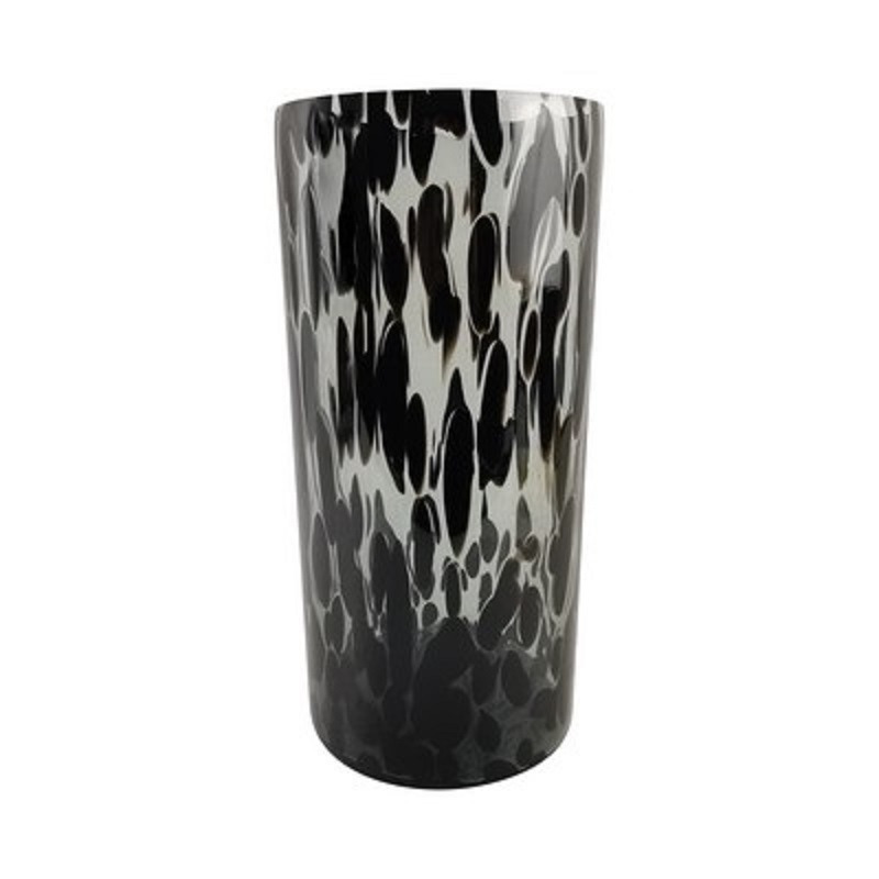 Modieuze bloemen cilinder vaas-vazen van glas 30 x 14 cm zwart fantasy