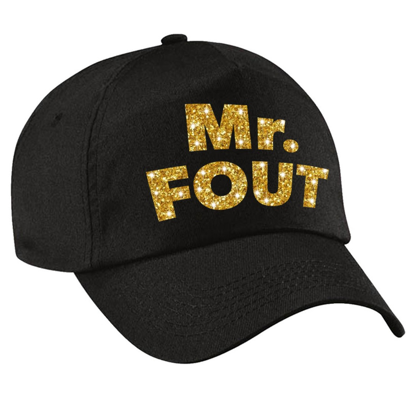Mr. FOUT pet -cap zwart met goud bedrukking heren