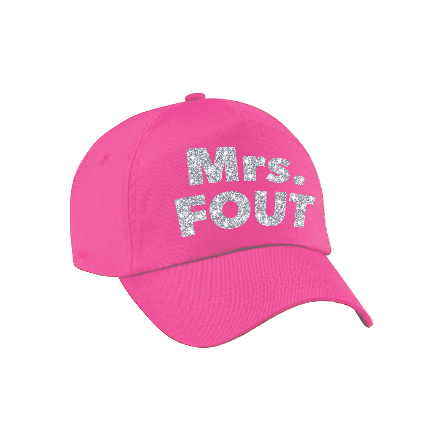 Mrs. FOUT pet -cap roze met zilver bedrukking dames