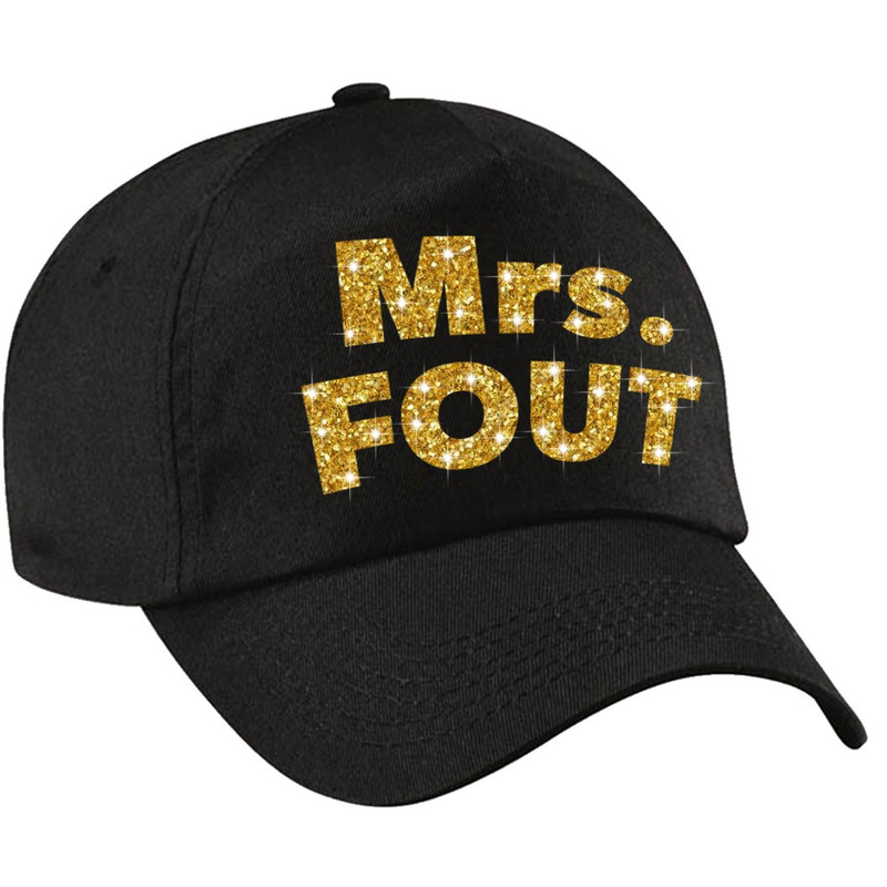 Mrs. FOUT pet -cap zwart met goud bedrukking dames