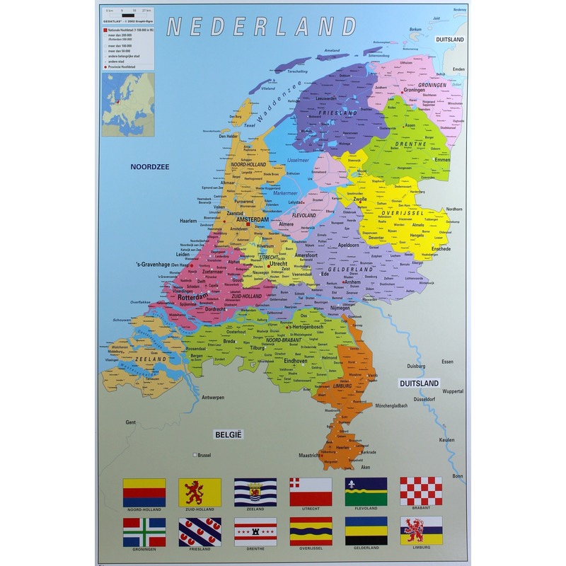 Muur decoratie aardrijkskunde topografie Nederland poster