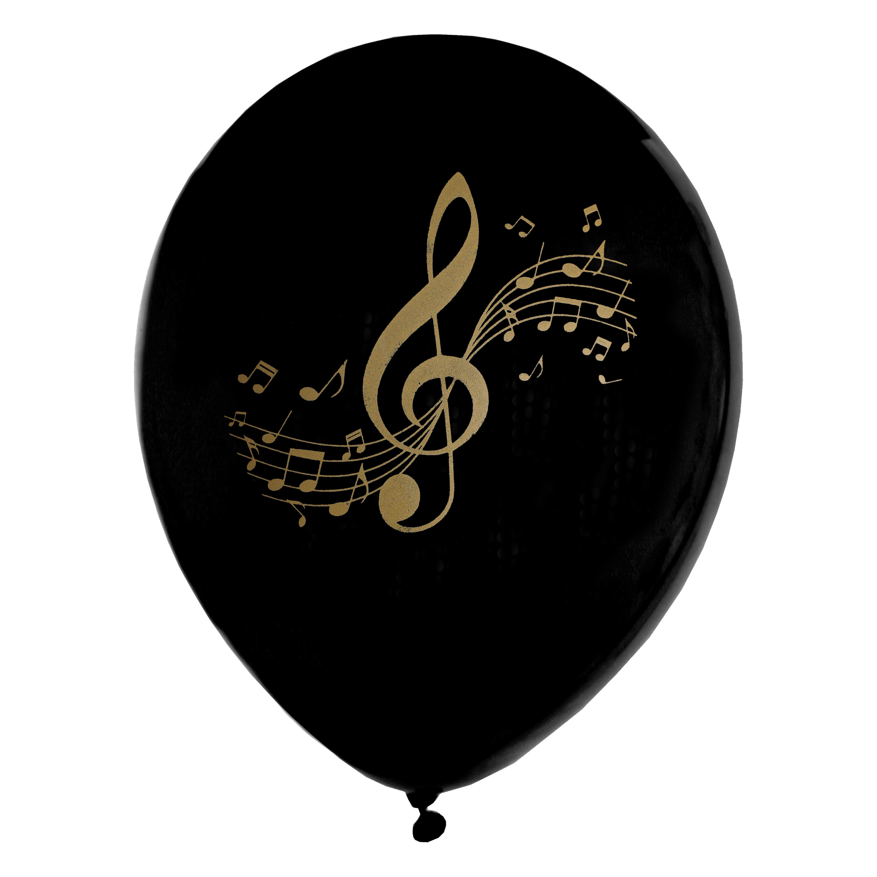Muziek thema feest ballonnen - 8x stuks - 23 cm - zwart/goud - latex