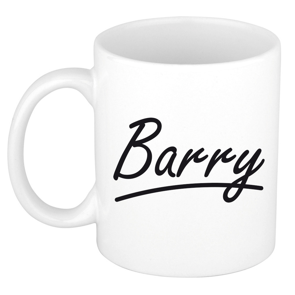 Naam cadeau mok-beker Barry met sierlijke letters 300 ml
