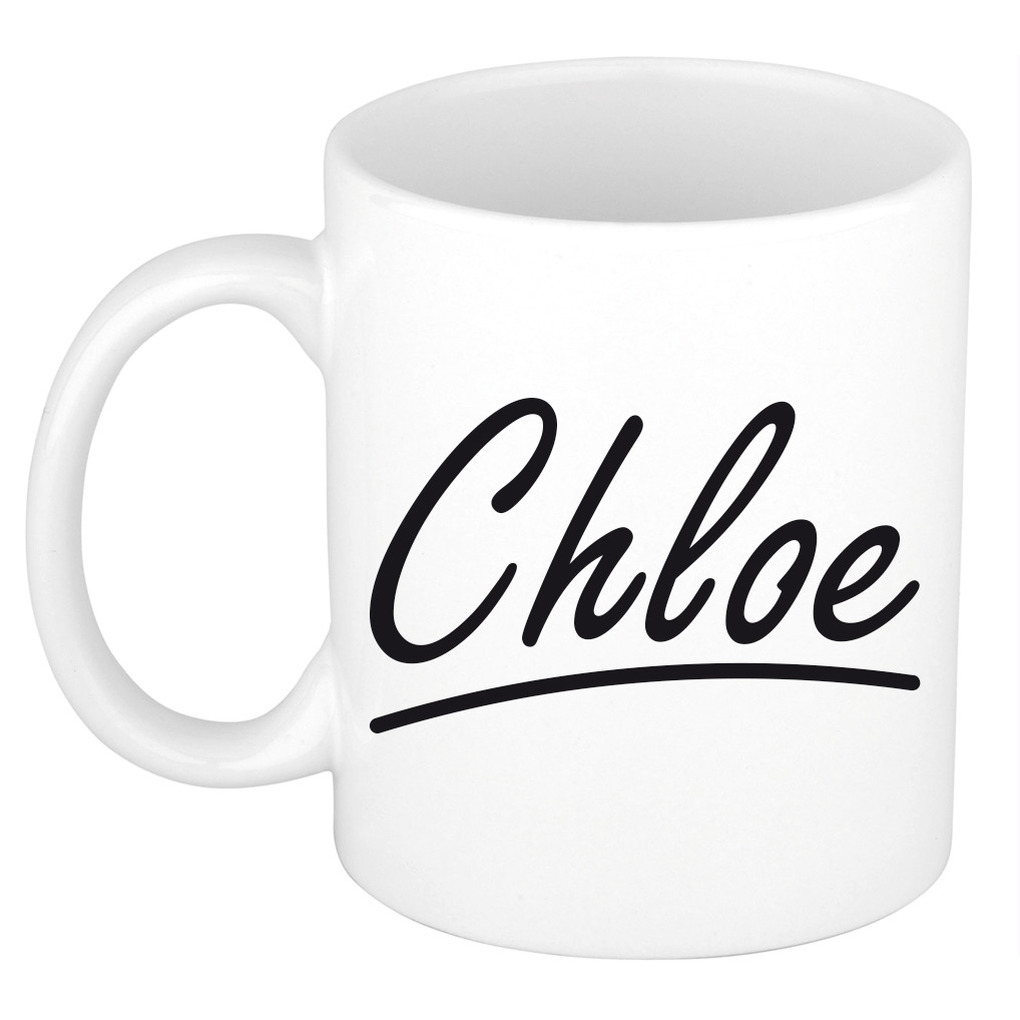Naam cadeau mok-beker Chloe met sierlijke letters 300 ml