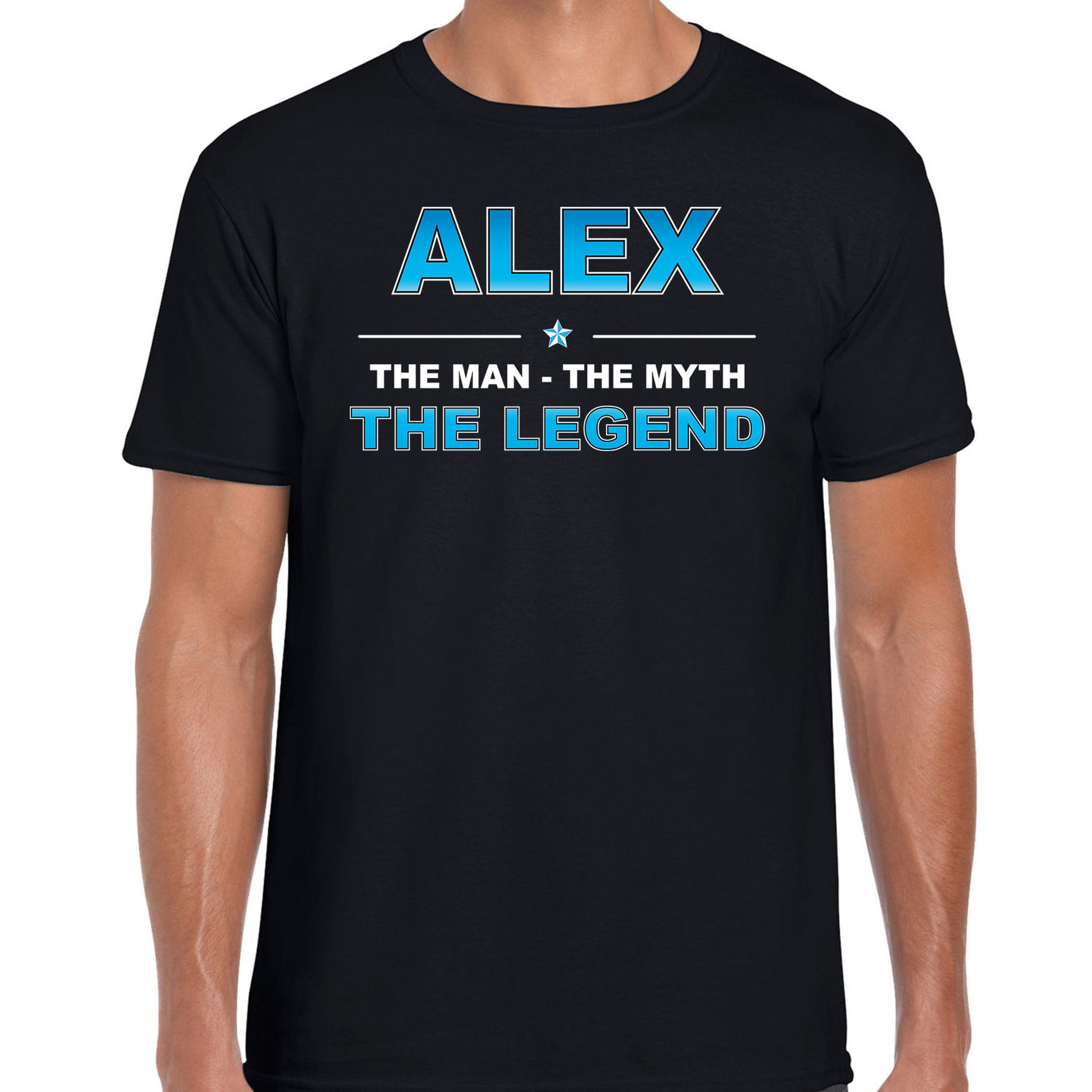 Naam cadeau t-shirt Alex the legend zwart voor heren