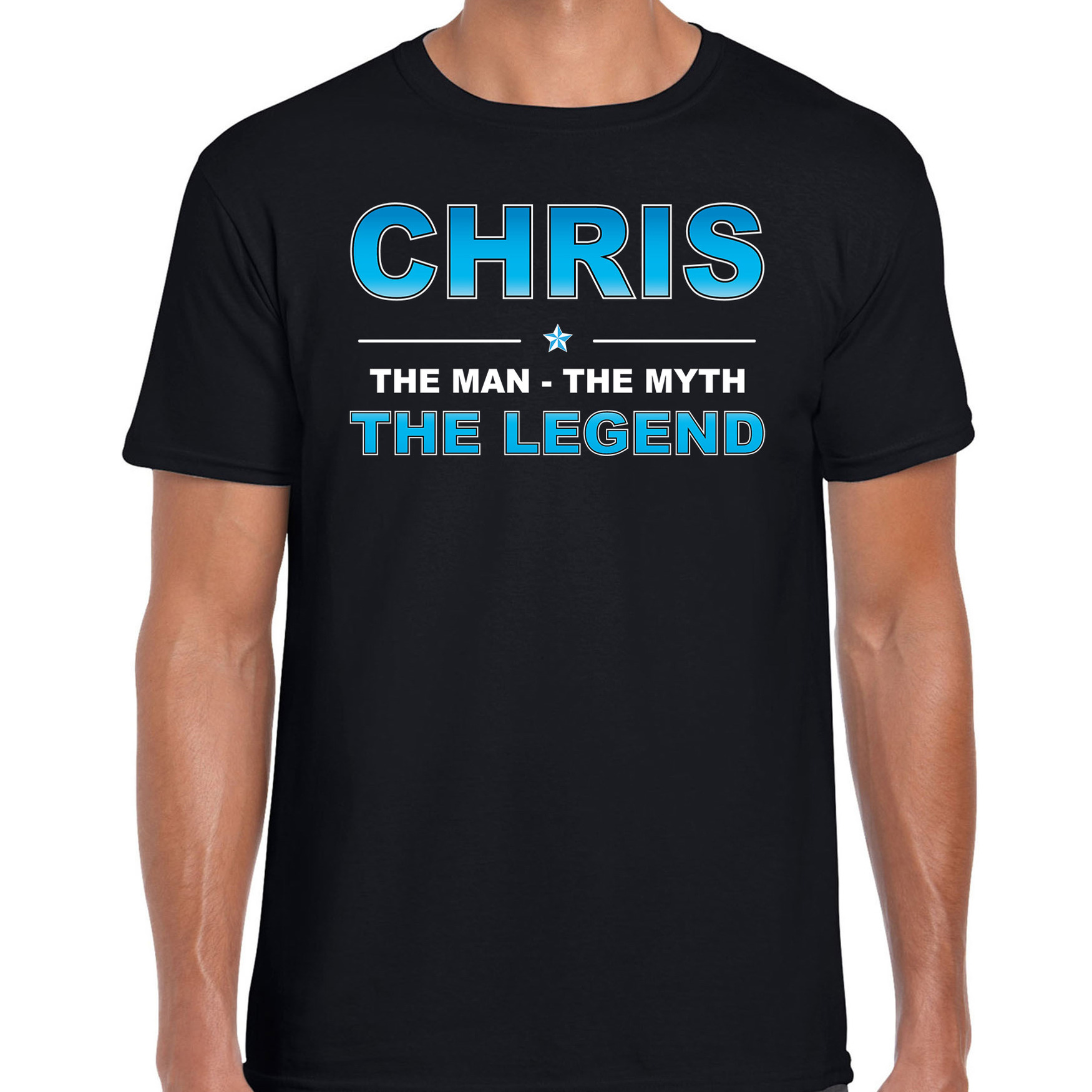 Naam cadeau t-shirt Chris the legend zwart voor heren