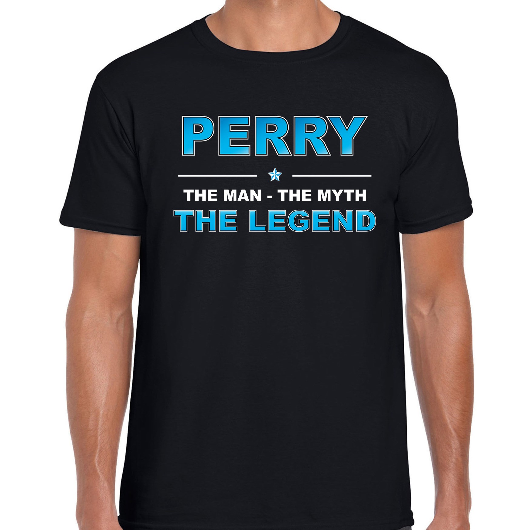 Naam cadeau t-shirt Perry the legend zwart voor heren