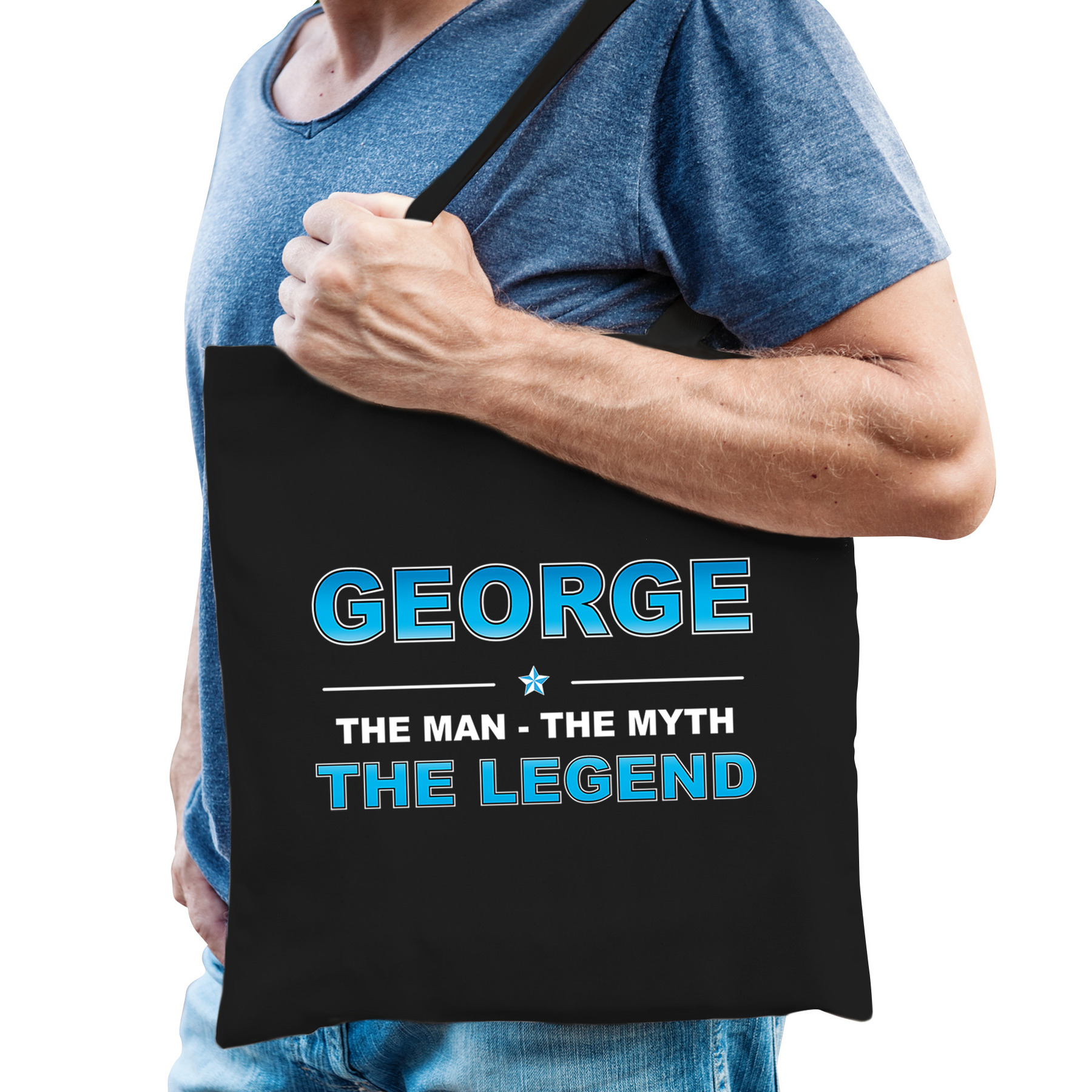 Naam cadeau tas George the legend zwart voor heren