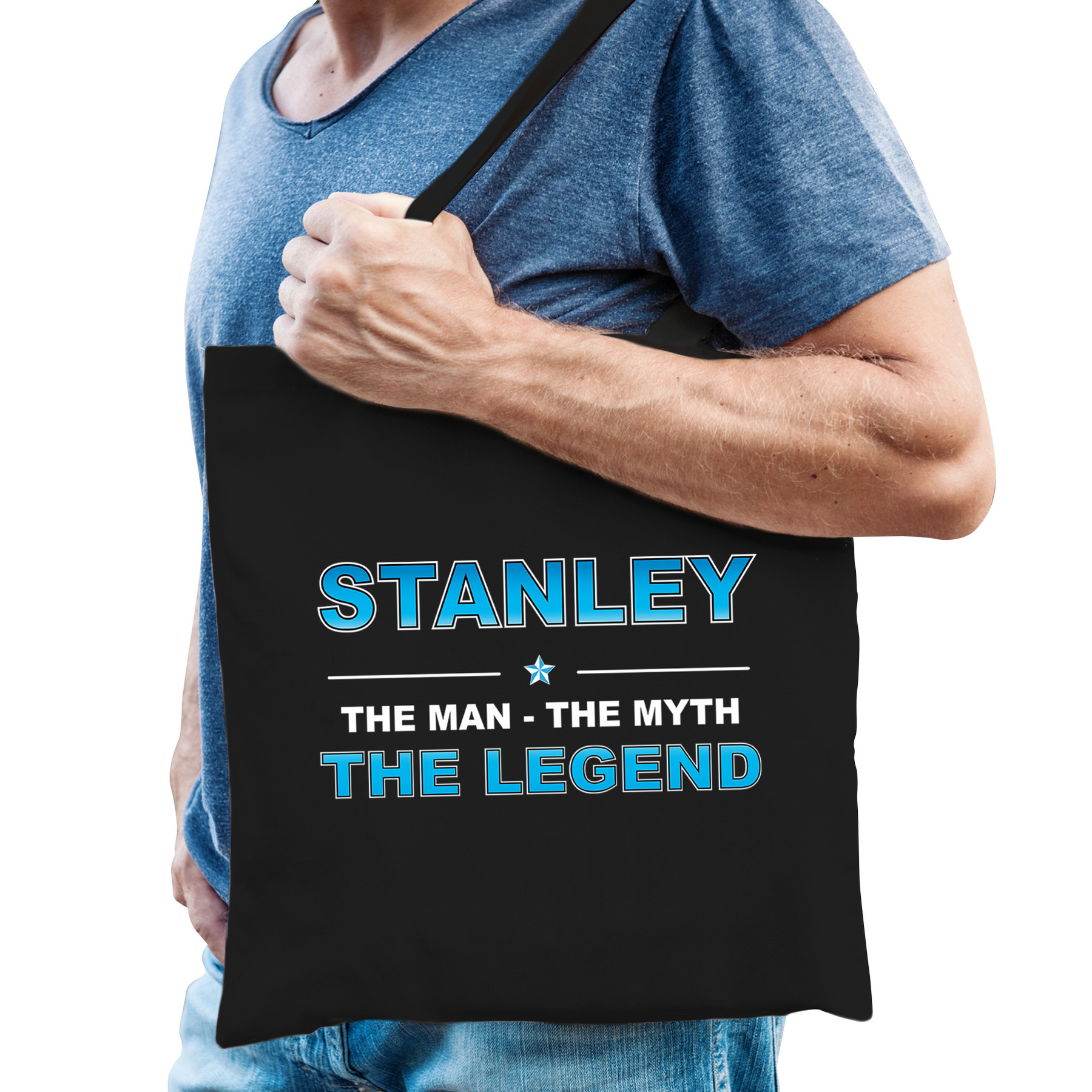 Naam cadeau tas Stanley the legend zwart voor heren
