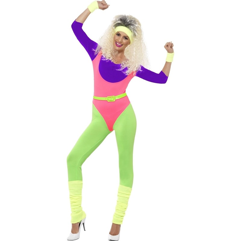 Neon jumpsuit jaren 80