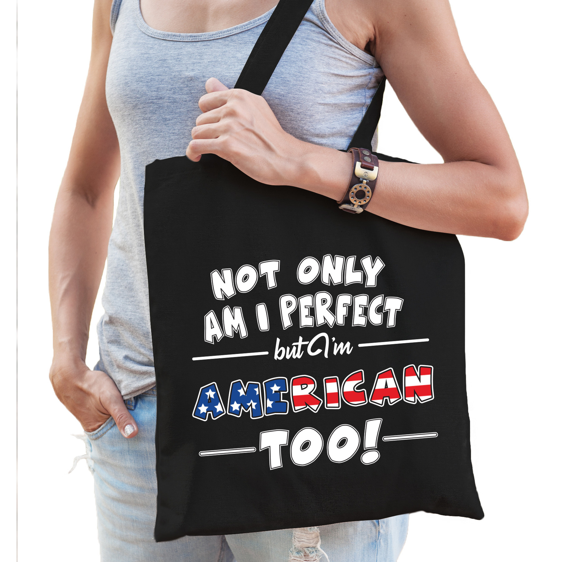 Not only perfect American-Amerika cadeau tas zwart voor dames