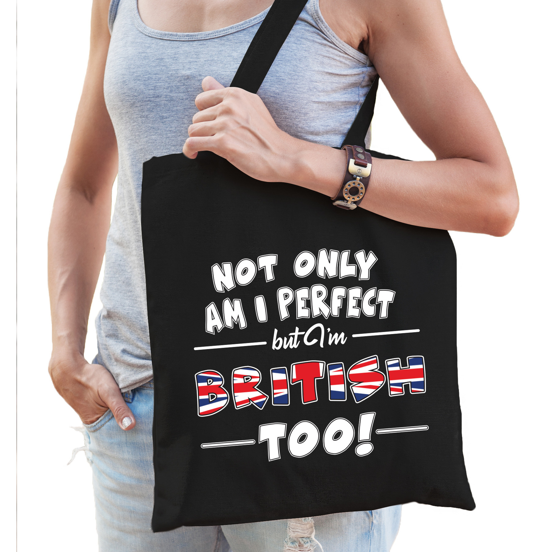 Not only perfect British-Groot Brittannie cadeau tas zwart voor dames