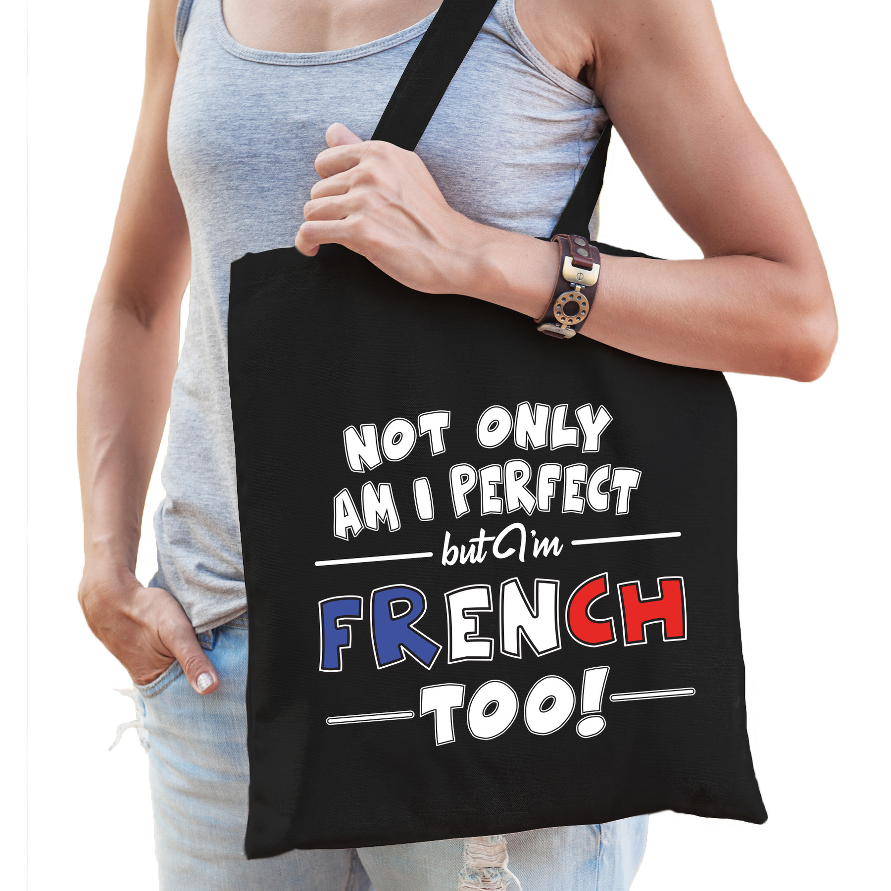 Not only perfect French-Frankrijk cadeau tas zwart voor dames