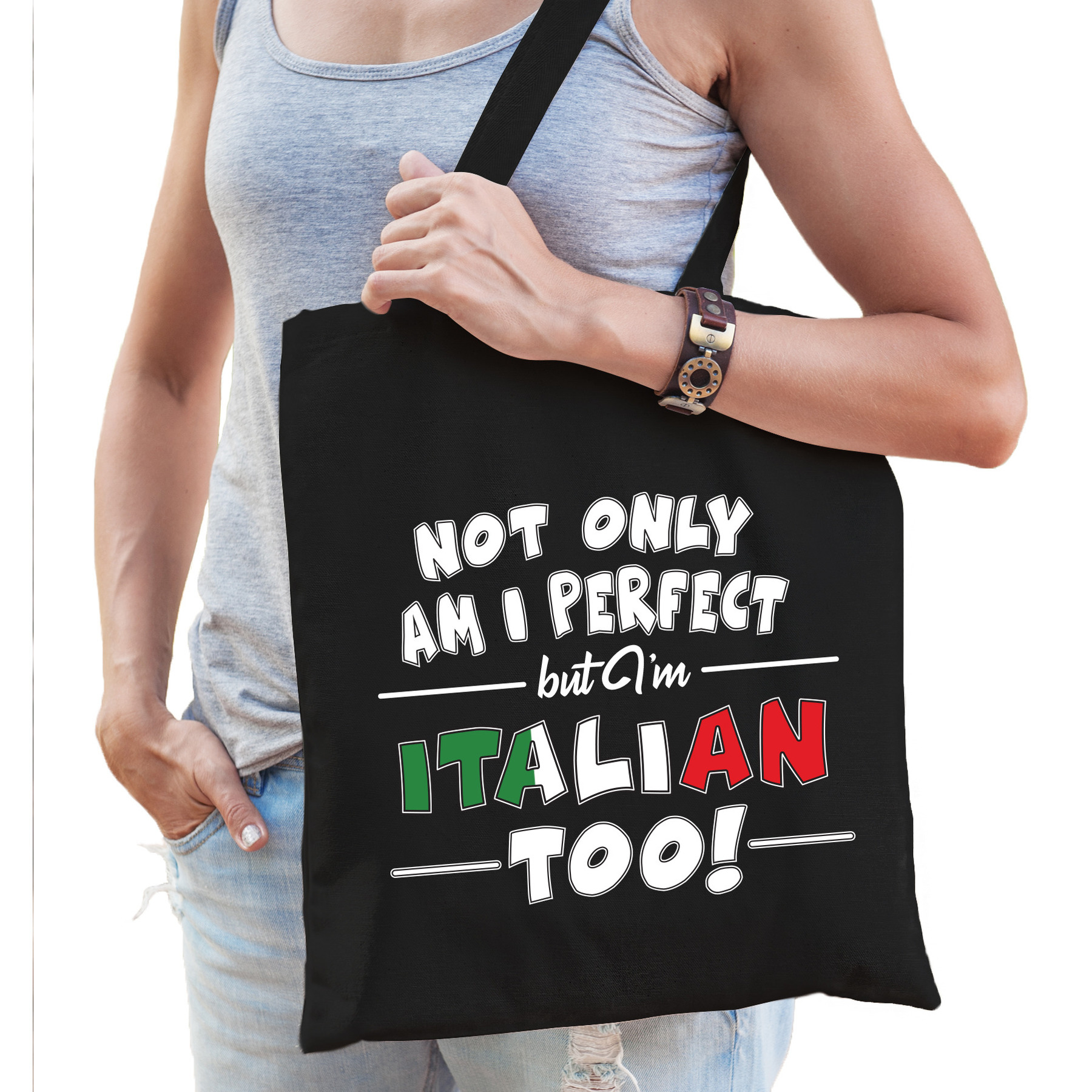 Not only perfect Italian-Italie cadeau tas zwart voor dames