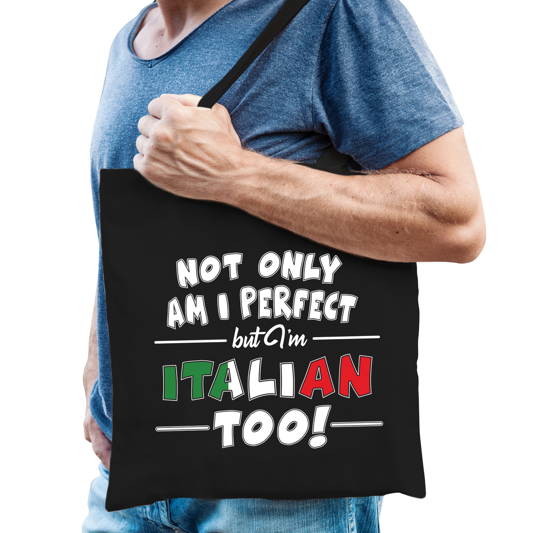 Not only perfect Italian-Italie cadeau tas zwart voor heren