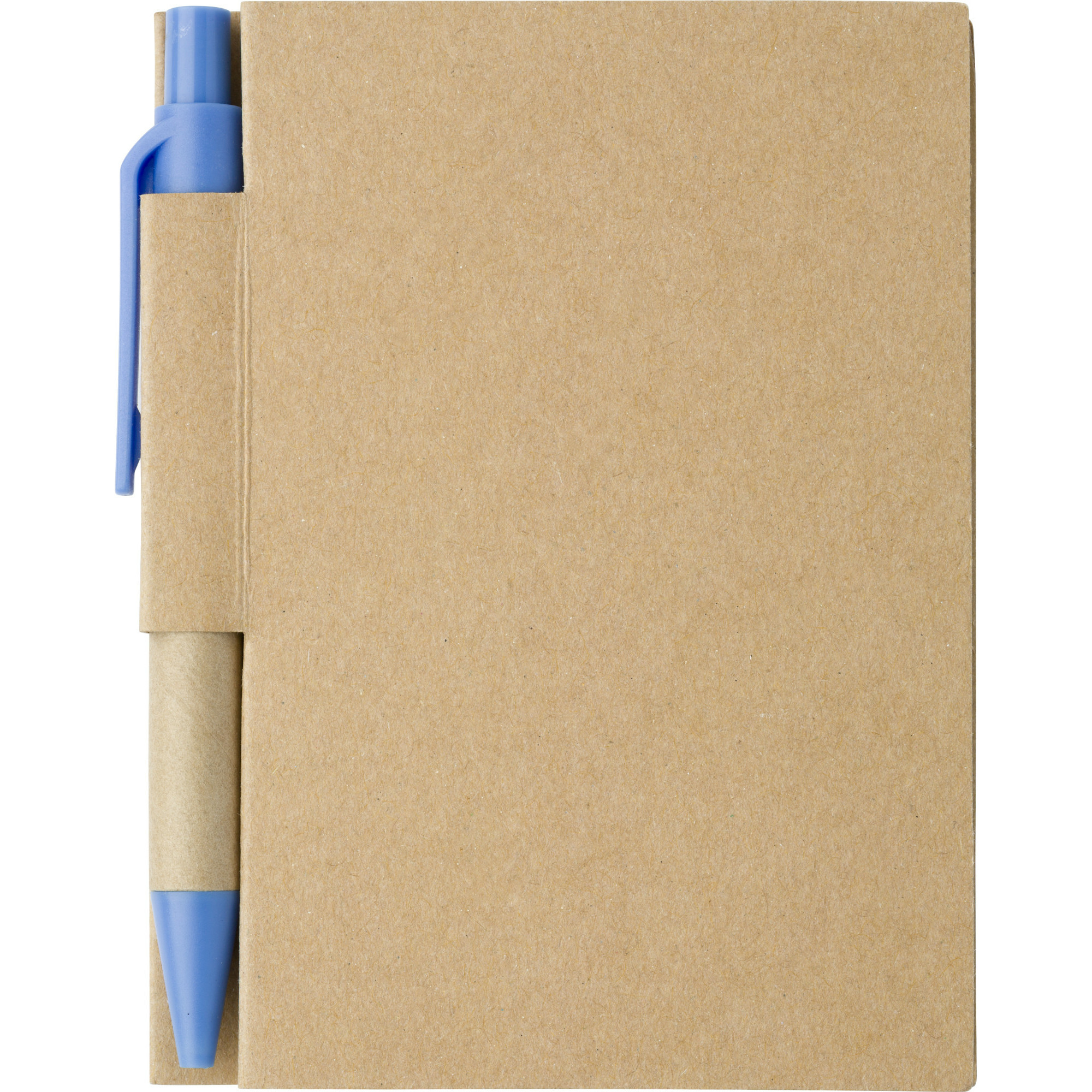 Notitie boekje-blok met balpen harde kaft beige-blauw 11 x 8 cm 80 bladzijden gelinieerd