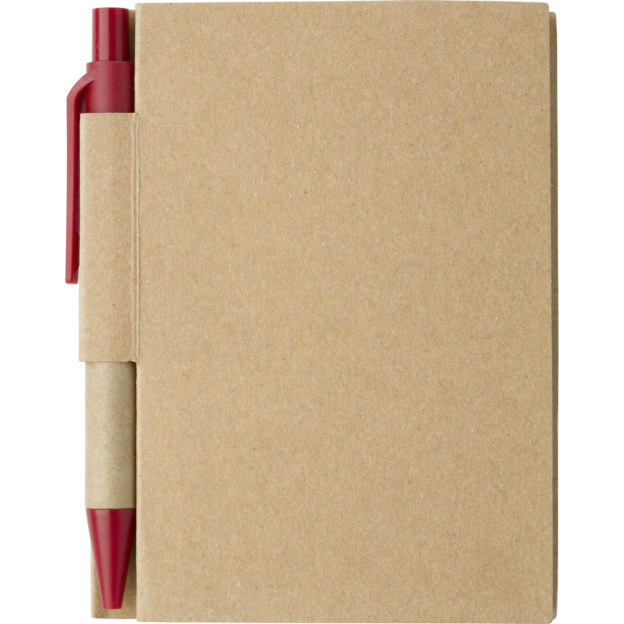 Notitie boekje-blok met balpen harde kaft beige-rood 11 x 8 cm 80 bladzijden gelinieerd