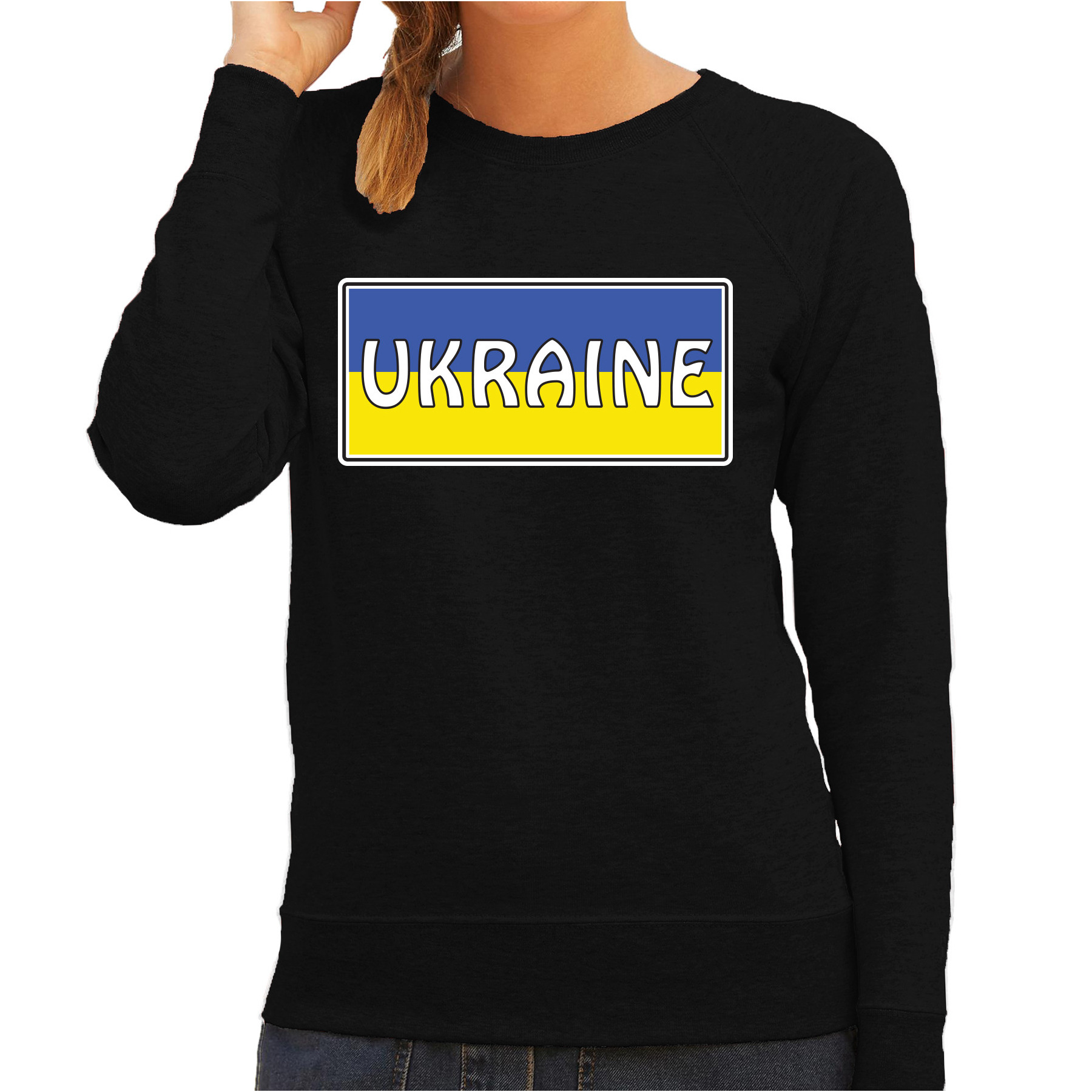 Oekraine-Ukraine landen sweater zwart dames