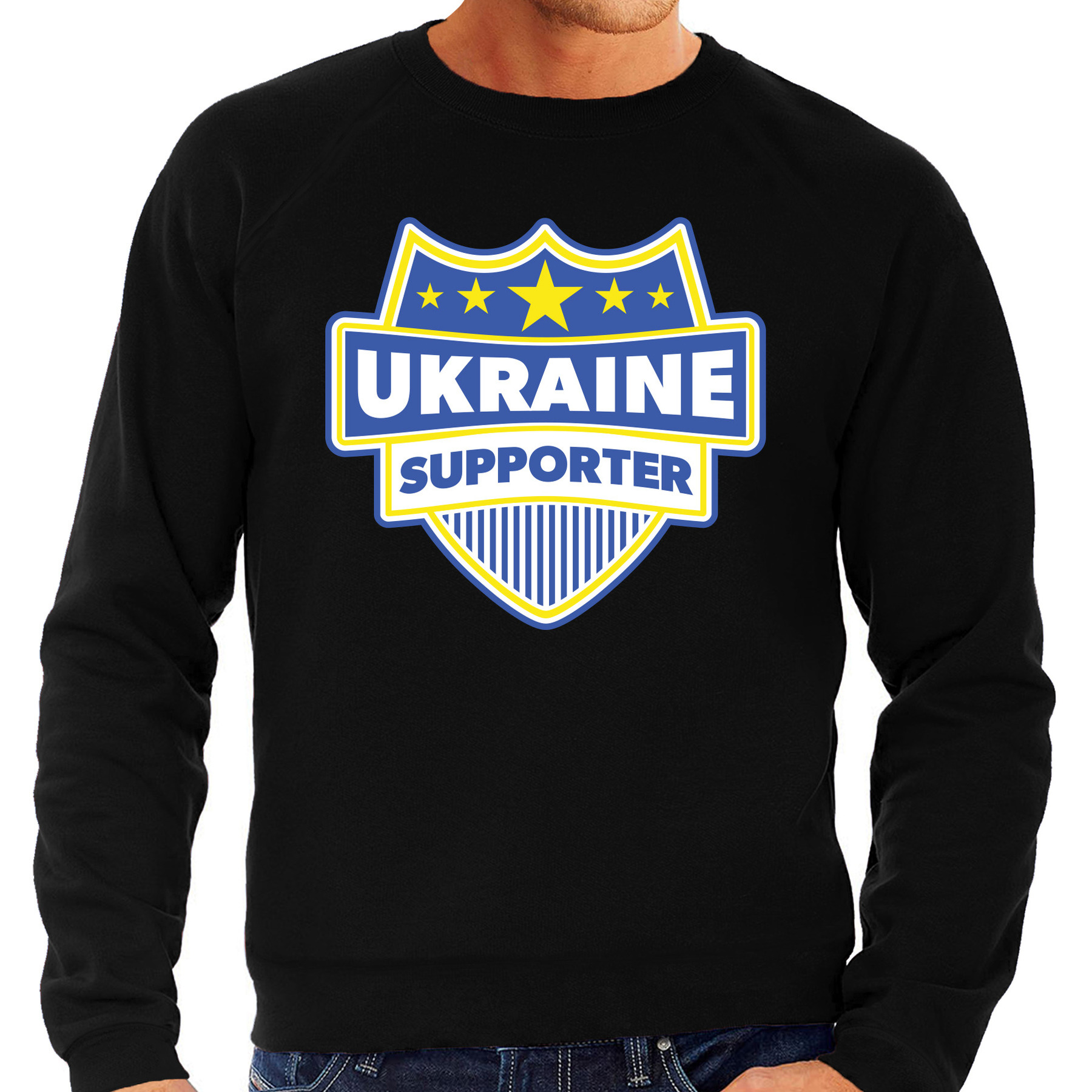 Oekraine-Ukraine schild supporter sweater zwart voor heren