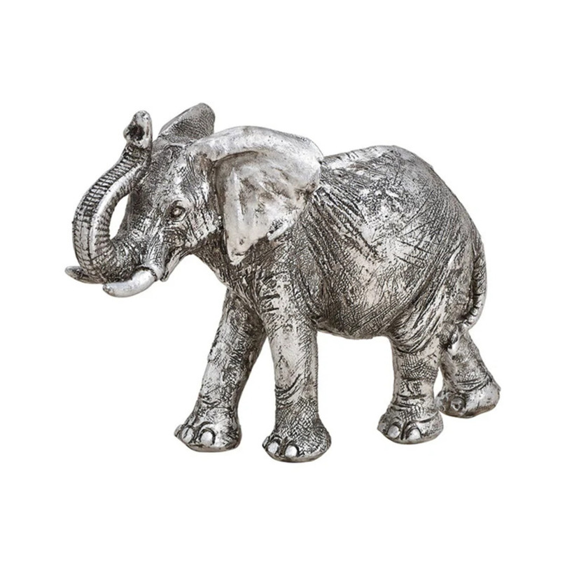 Olifant woondecoratie dieren beeldje zilver 16 x 12 x 6 cm