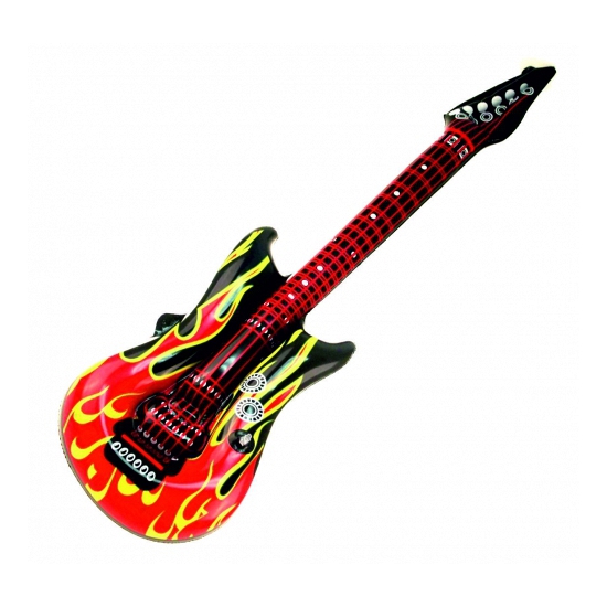 Opblaas gitaar met vlammen 100 cm