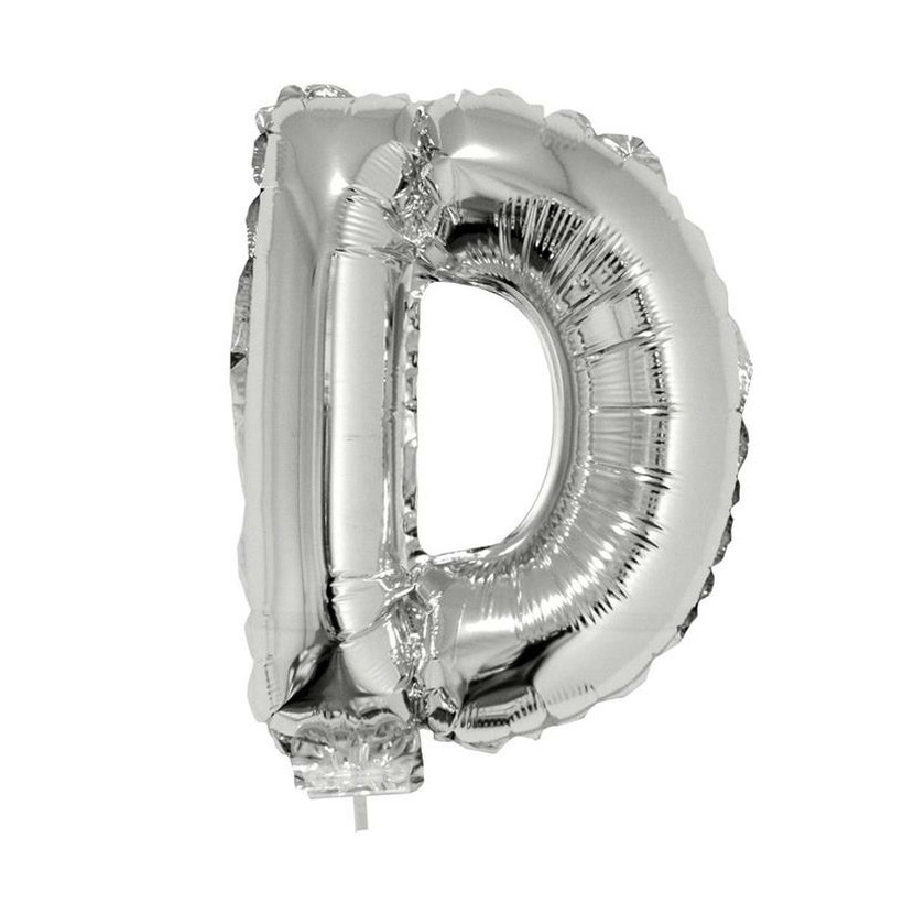 Opblaasbare letter ballon D zilver
