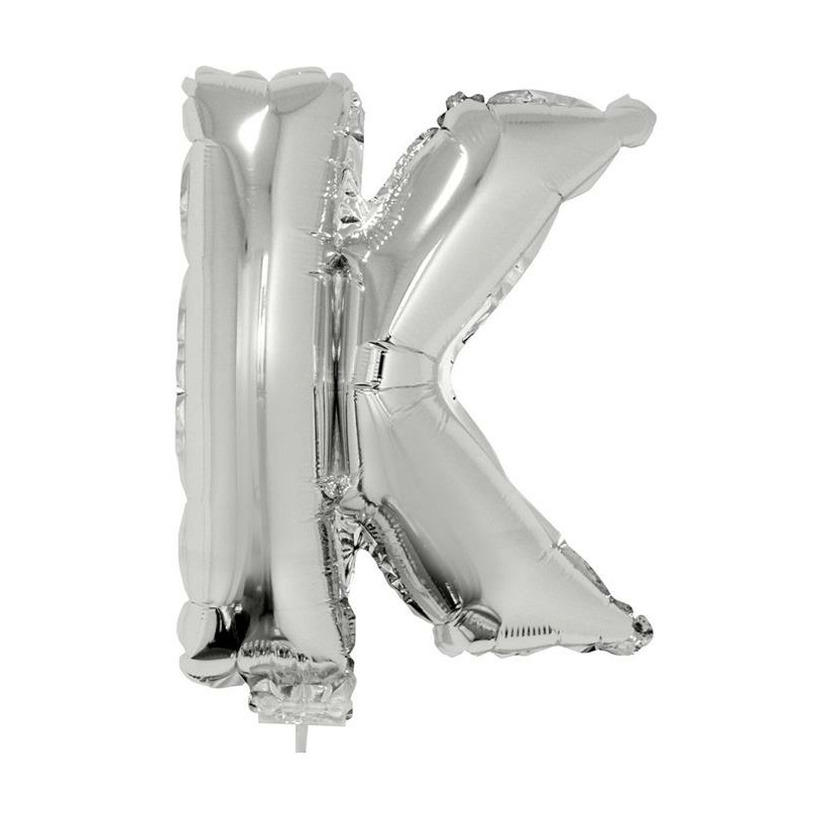 Opblaasbare letter ballon K zilver