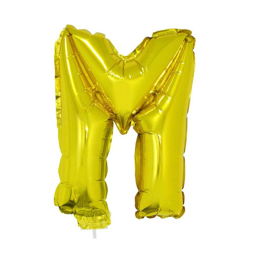 Opblaasbare letter ballon M goud