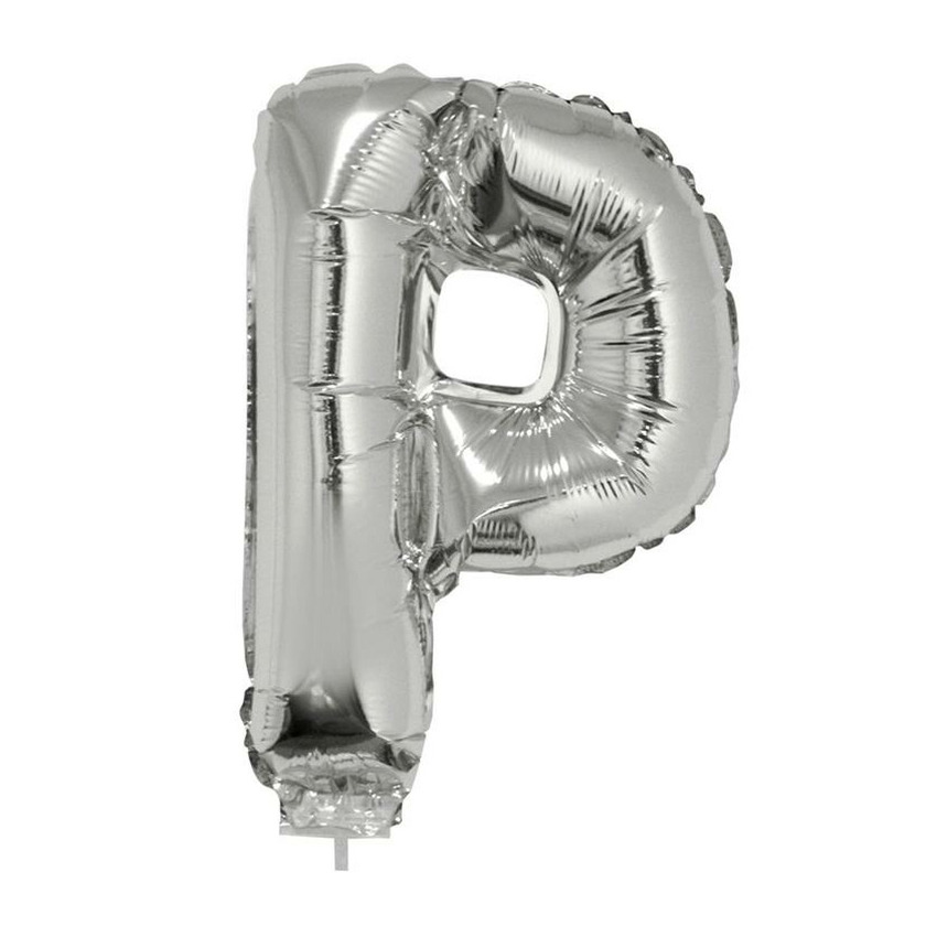 Opblaasbare letter ballon P zilver