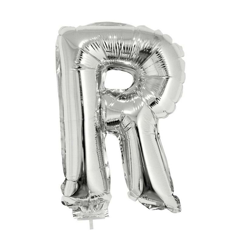 Opblaasbare letter ballon R zilver