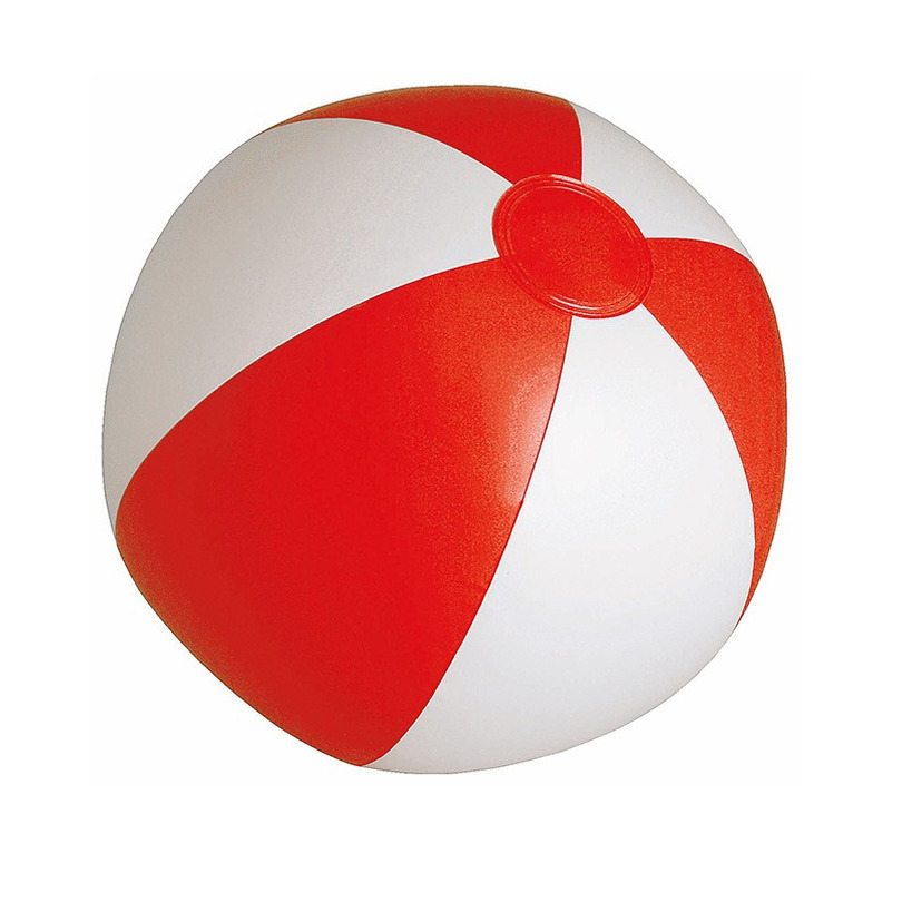 Opblaasbare zwembad strandbal plastic rood-wit 28 cm